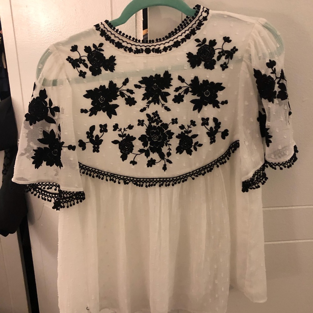 Zara embroidered blouse